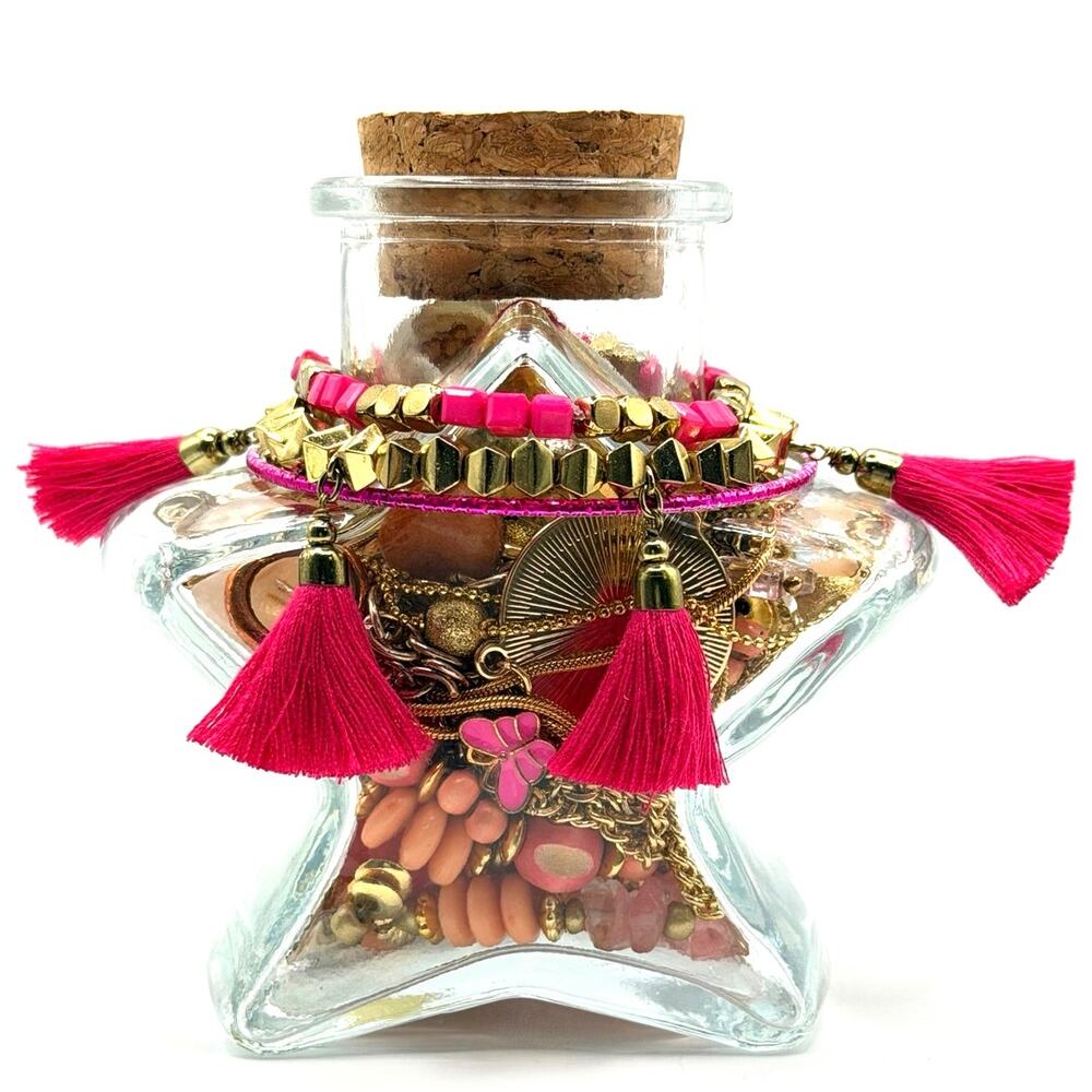 Pink Stardust Jewelry Jar – Pink & Gold Theme